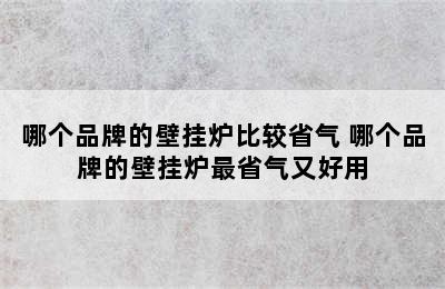 哪个品牌的壁挂炉比较省气 哪个品牌的壁挂炉最省气又好用